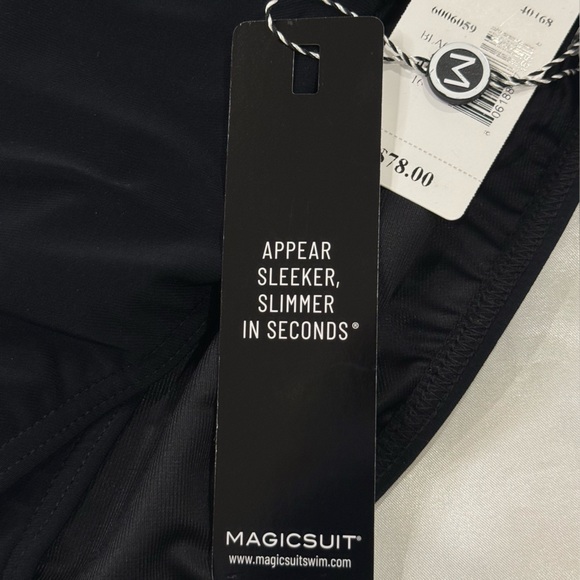 NWT Magicsuit Shirred Jersey Brief Bikini Bottom 16 Black High Rise Shaping Chic - Picture 12 of 12